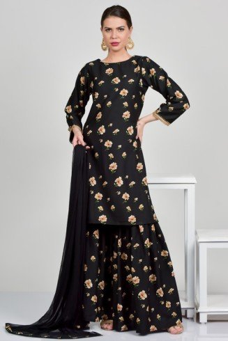 Black Wedding Wear Designer Gharara Suit