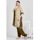 Cream & Mehndi Printed Summer Casual Suit