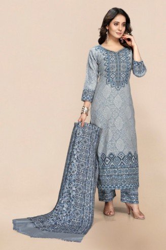 Beautiful Grey & Blue Woolen Suit