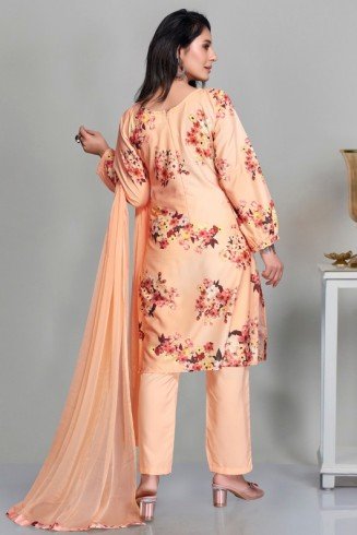Orange Digital Printed Suit Readymade Salwar Kameez