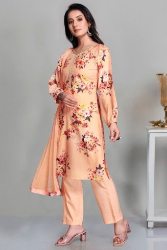 Orange Digital Printed Suit Readymade Salwar Kameez