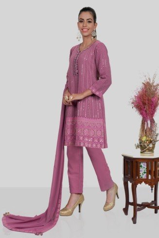 Pink Embroidered Stylish Suit Readymade Indian Designer Dress