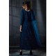 Navy Blue Net Embroidered Party Wear Gown