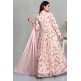 Light Pink Floral Printed Chiffon Frock Style Suit