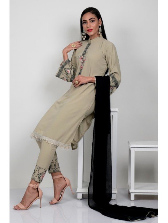 Beige Indian Casual Readymade Salwar Suit