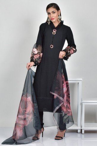 Black Georgette Designer Readymade Salwar Kameez