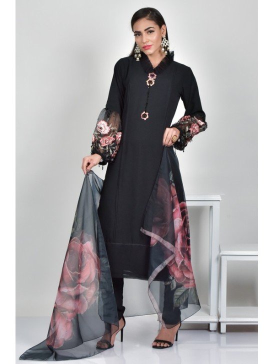 Black Georgette Designer Readymade Salwar Kameez