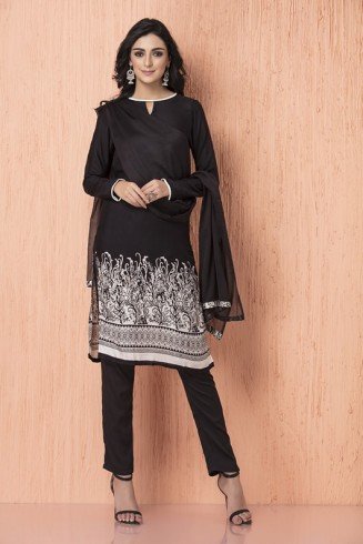 Black Chiffon Dress Pakistani Readymade Salwar Suit
