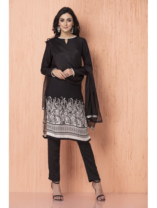 Black Chiffon Dress Pakistani Readymade Salwar Suit