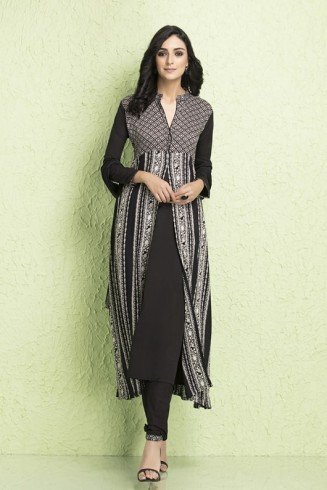 Black Jacket Dress Designer Wear Indian Readymade Suit 
