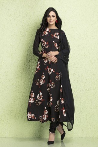 Black Floral Dress Designer Wear Readymade Suit