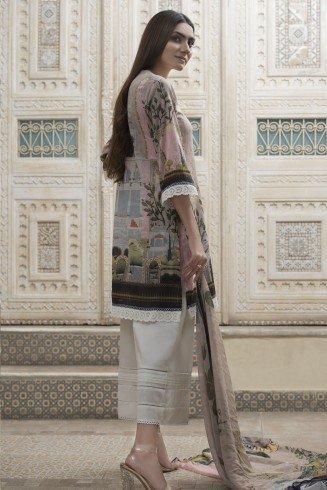 Beige Printed Lawn Suit Pakistani Summer Dress