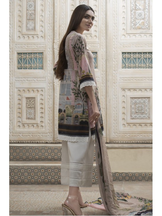 Beige Printed Lawn Suit Pakistani Summer Dress