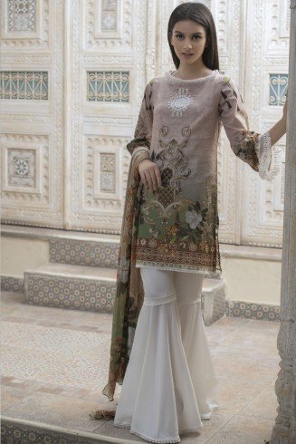 DUSTY BROWN PRINTED READY MADE PAKISTANI SUIT