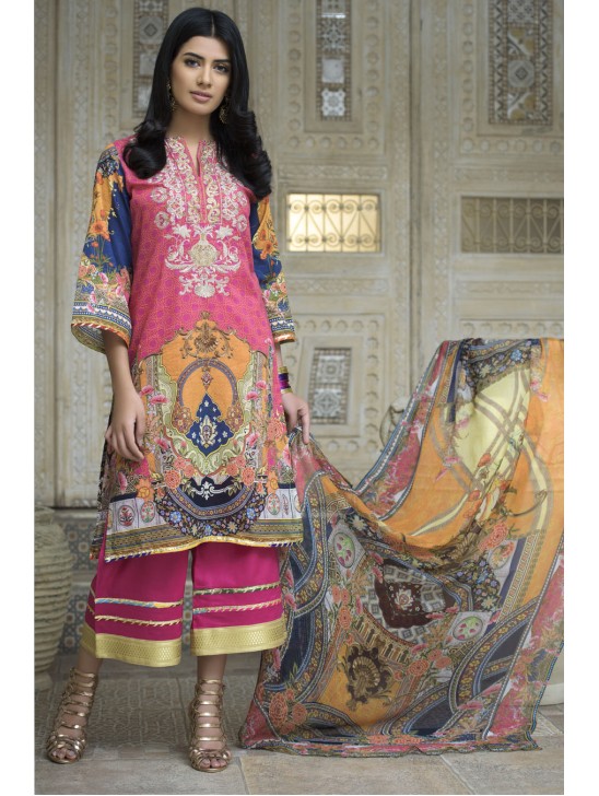 PINK PRINTED LAWN SUMMER WEAR SUIT