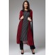 FIRED BRICK MAROON AND BLACK JACKET STYLE DESIGNER READY TO WEAR DRESS