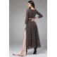 BROWN & PINK PRINTED INDIAN ANARKALI GOWN