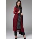 FIRED BRICK MAROON AND BLACK JACKET STYLE DESIGNER READY TO WEAR DRESS