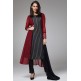 FIRED BRICK MAROON AND BLACK JACKET STYLE DESIGNER READY TO WEAR DRESS