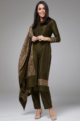 MENDHI OLIVE INDIAN DESIGNER SUIT