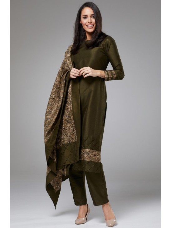 MENDHI OLIVE INDIAN DESIGNER SUIT