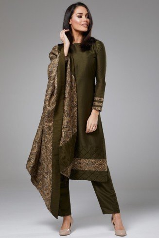 MENDHI OLIVE INDIAN DESIGNER SUIT