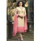 Vanilla Custard Creamy Churidaar Suit With Pink Dupatta