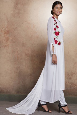 White Floral Dress Indian Designer Party Salwar Suit