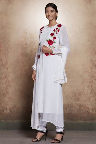 White Floral Dress Indian Designer Party Salwar Suit