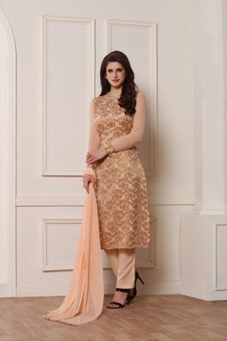 PEACH NOUGAT SMART AND STYLISH STRAIGHT DESIGNER READY MADE SUIT