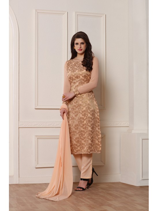 PEACH NOUGAT SMART AND STYLISH STRAIGHT DESIGNER READY MADE SUIT