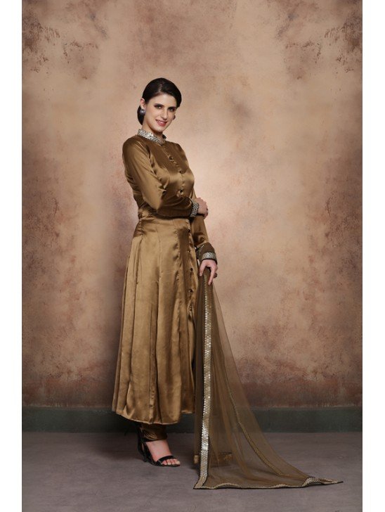 ANTIQUE GOLD SLIT STYLE PAKISTANI WEDDING STYLE READY MADE SALWAR SUIT