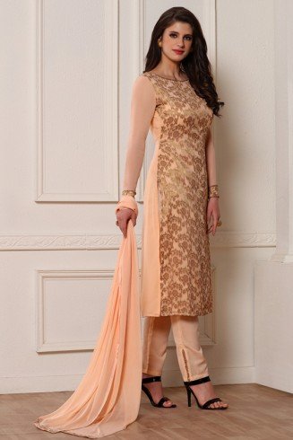 PEACH NOUGAT SMART AND STYLISH STRAIGHT DESIGNER READY MADE SUIT