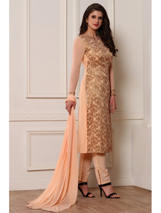 PEACH NOUGAT SMART AND STYLISH STRAIGHT DESIGNER READY MADE SUIT