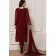 BERRY RED GEORGETTE DESIGNER READY MADE SALWAR SUIT