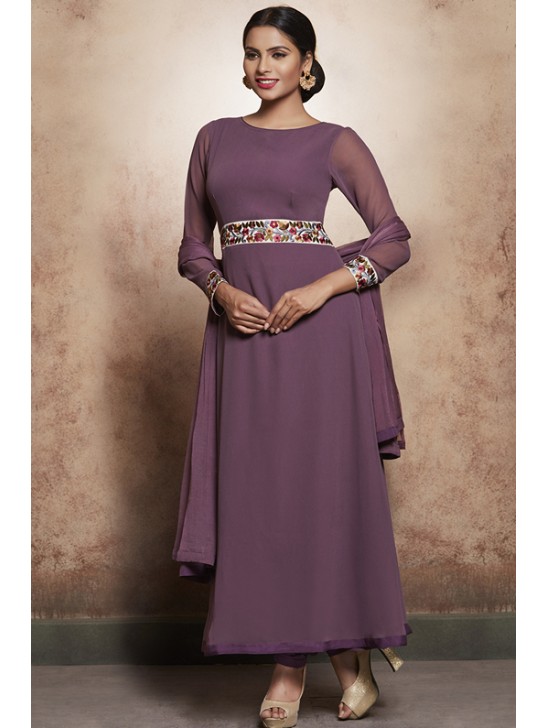 PURPLE ROSE CIRCULAR STYLE READY MADE SALWAR SUIT