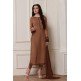 BROWN EMBROIDERED CUT WORK BORDERS READY MADE SALWAR SUIT