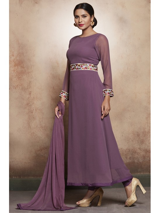 PURPLE ROSE CIRCULAR STYLE READY MADE SALWAR SUIT