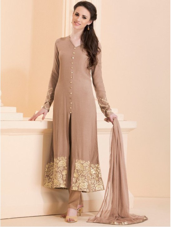 FAWN CLASSIC LONG LENGTH SLIT STYLE READY MADE DRESS