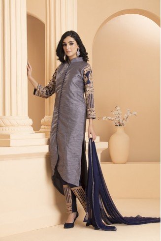  Blue Contrast Shirt Grey Dress Indian Readymade Suit