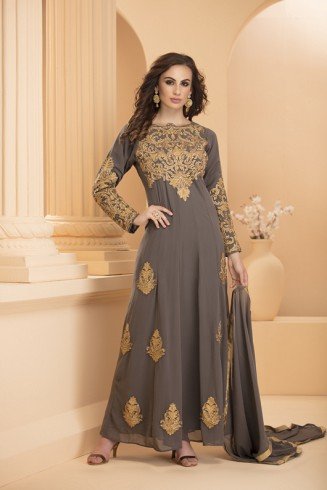 Grey Designer Dress Indian Suit Online Anarkali Gown Readymade 