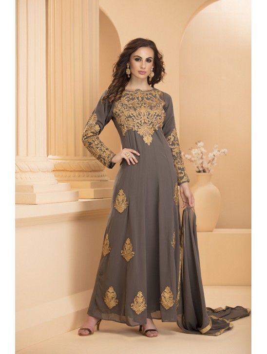 Grey Designer Dress Indian Suit Online Anarkali Gown Readymade