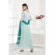 AQUA MARINE FLORAL PRINTED LONG ANARKALI READY MADE SUIT