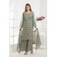 GREY EMBROIDERED SHARARA STYLE DRESS