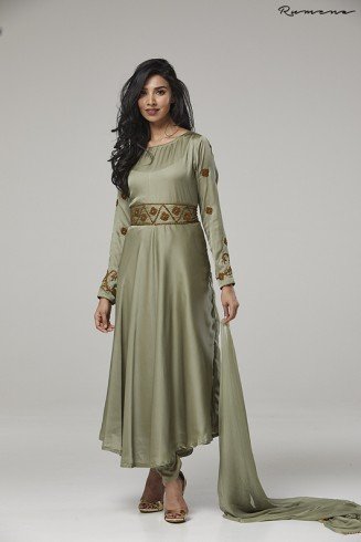 Moss Green Indian Suit Wedding Anarkali Dress Readymade