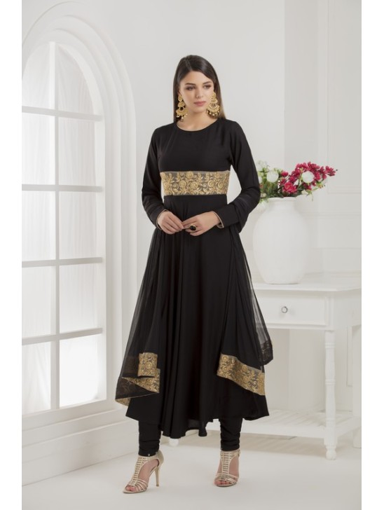 BLACK EID WEDDING PARTY DESIGNER FLARED SUIT