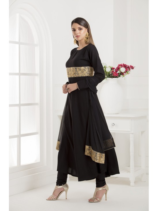 BLACK EID WEDDING PARTY DESIGNER FLARED SUIT