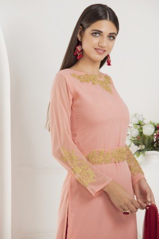 DUSTY PINK AND RED SALWAR PARTY SUIT 