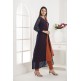 NAVY BLUE FRONT SLIT JACKET STYLE GEORGETTE READY MADE SUIT