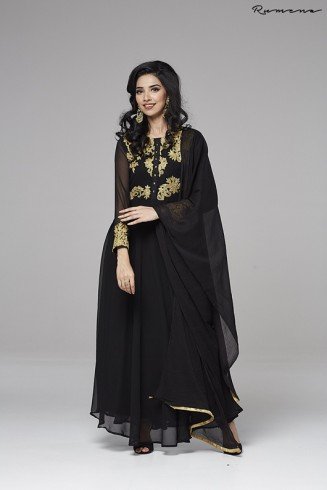 Black Georgette Wedding Suit Anarkali Party Suit